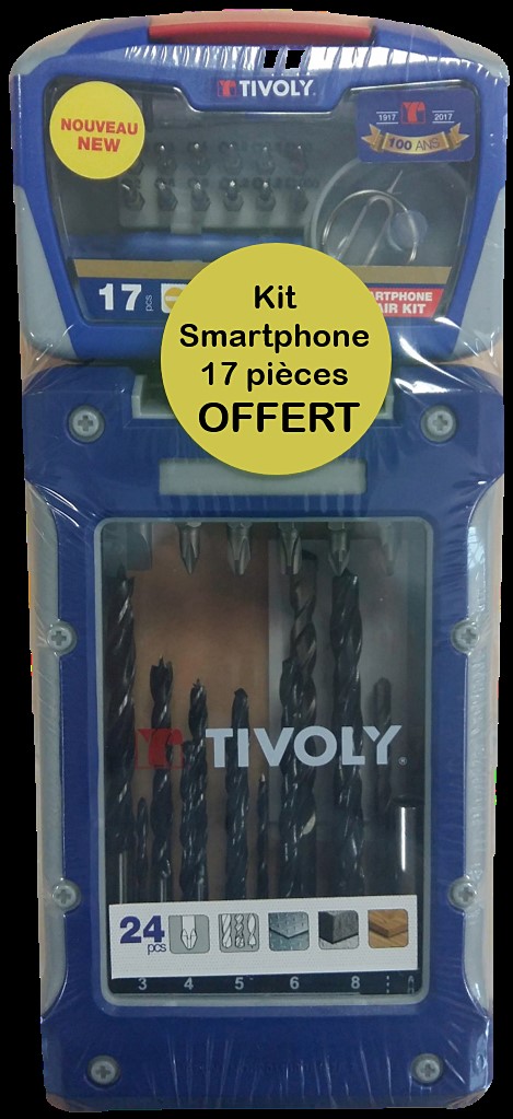 lot mallette 24 pieces standard +  coffret kit reparation smartphone et tablette 17 pieces tivoly